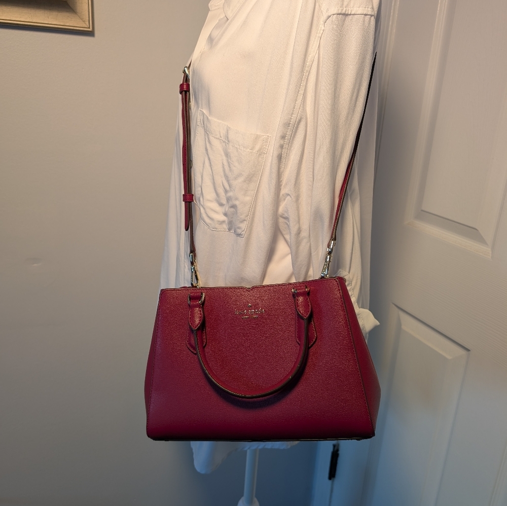 Kate Spade Dark Raspberry Tippy Leather Handbag - Picture 2 of 11